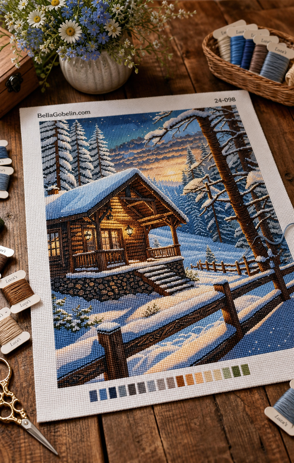 Snowfall at the mountain cottage