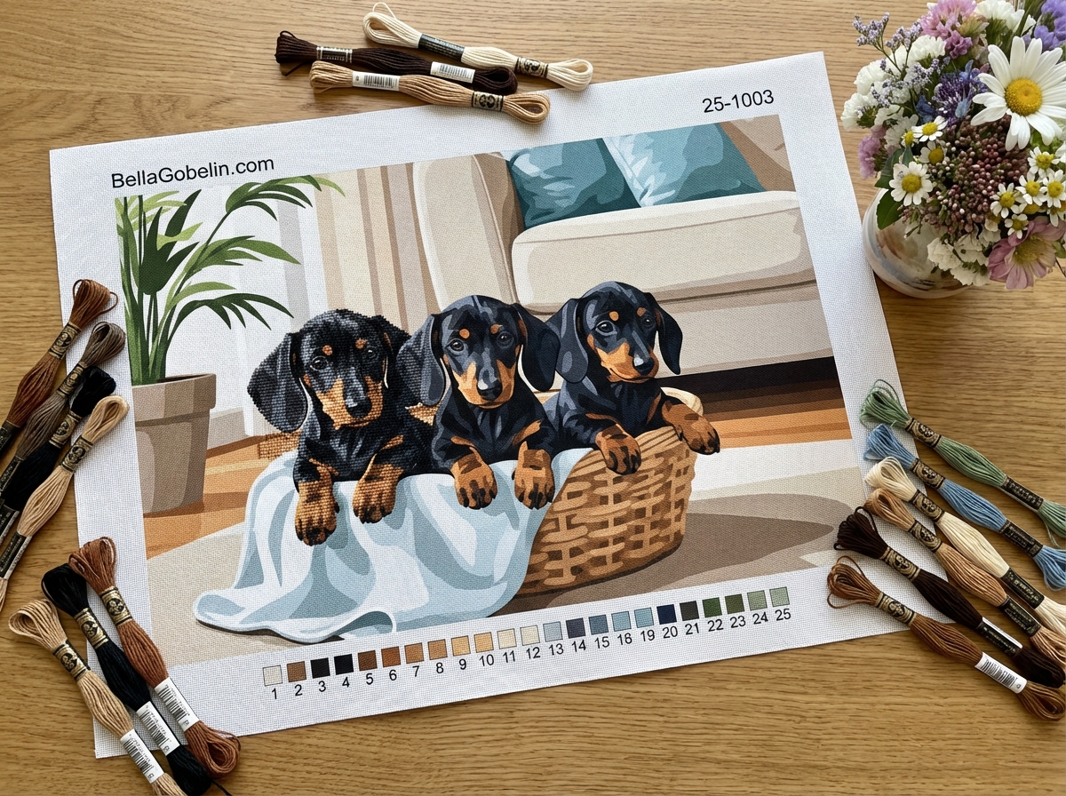 Cavalier King Charles Spaniels in a basket