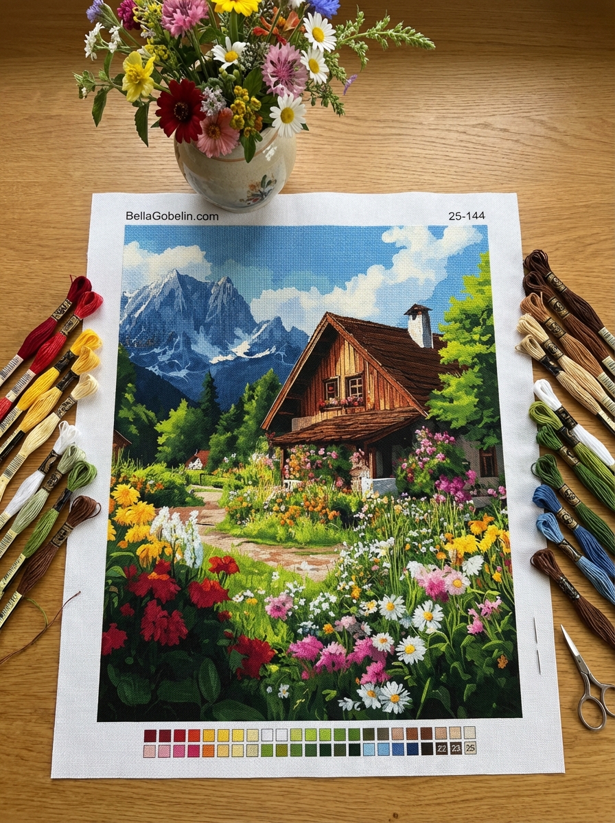 Forest cottage with a wonderful flower garden