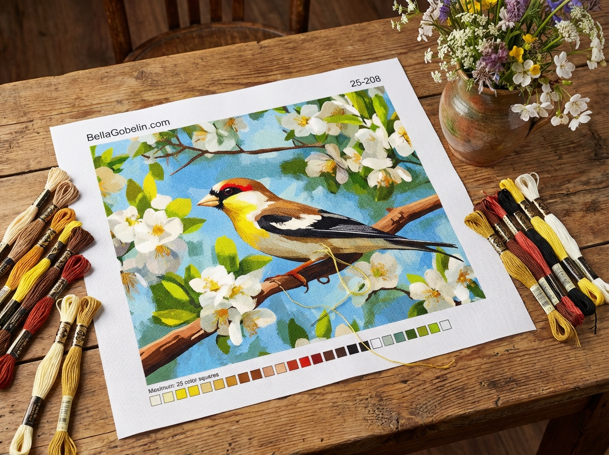 Wren on the flowering tree