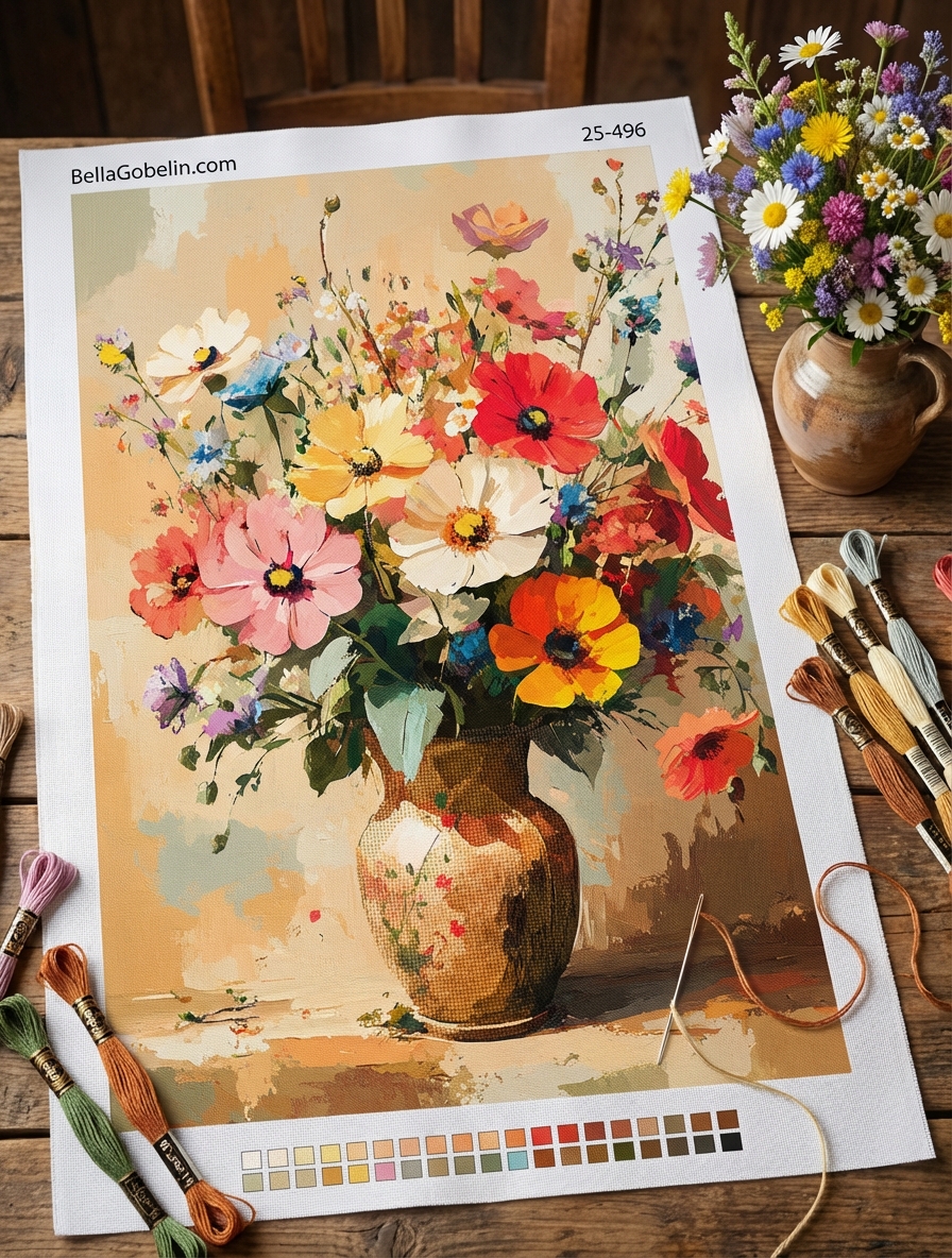 Colorful bouquet in a vase