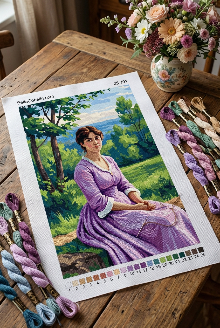 A modern woman in a colorful dress