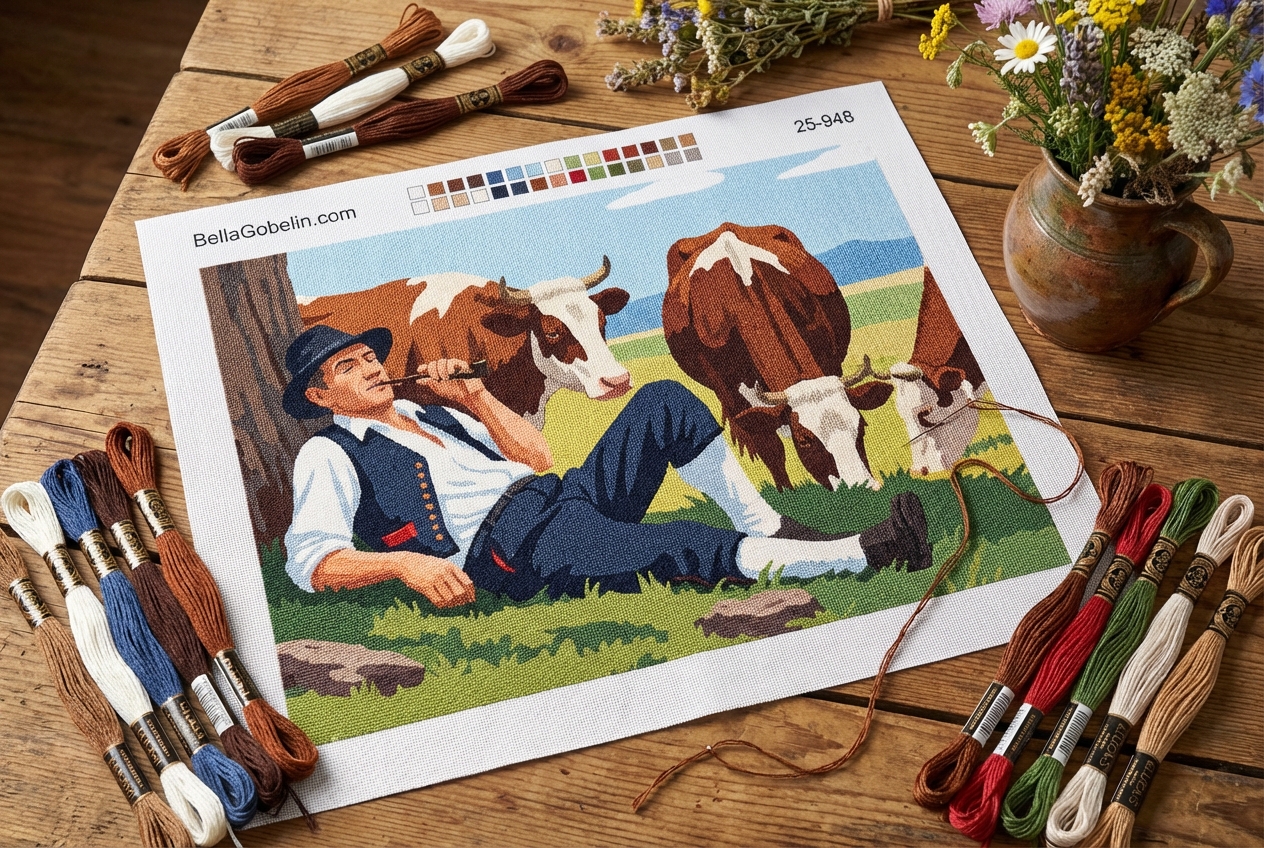 Resting cowboy tapestry