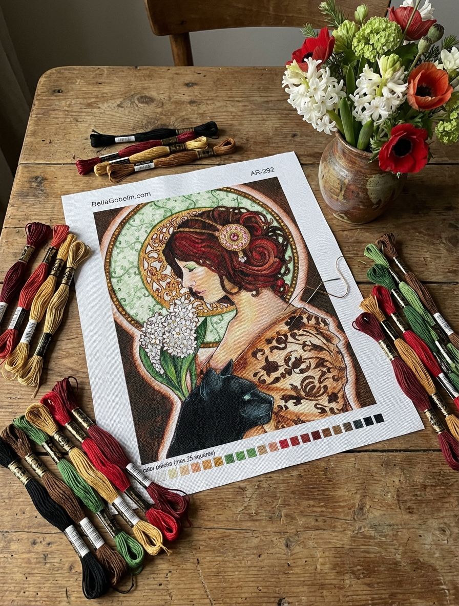 Image in the style of Alphonse Mucha