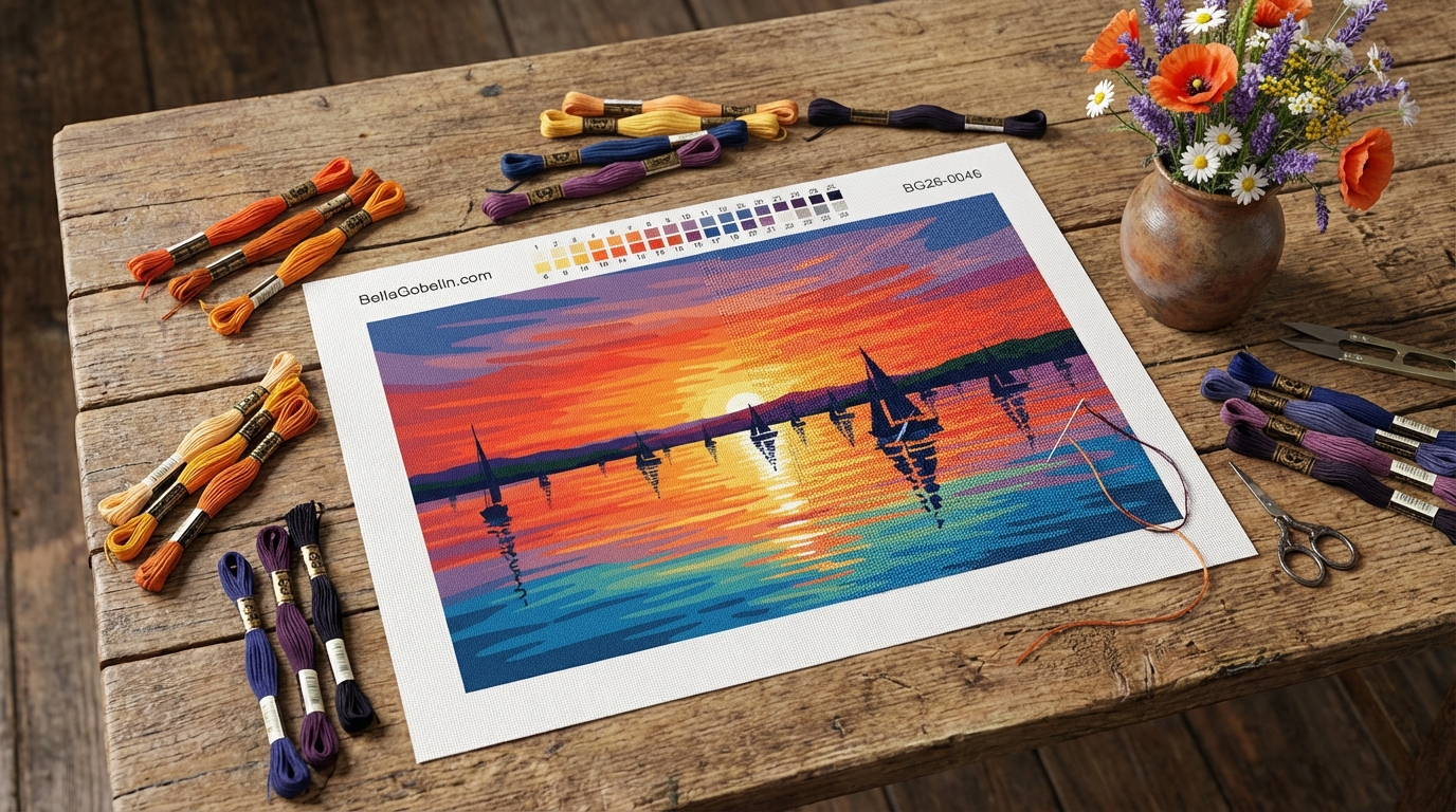 Sailboats at sunset