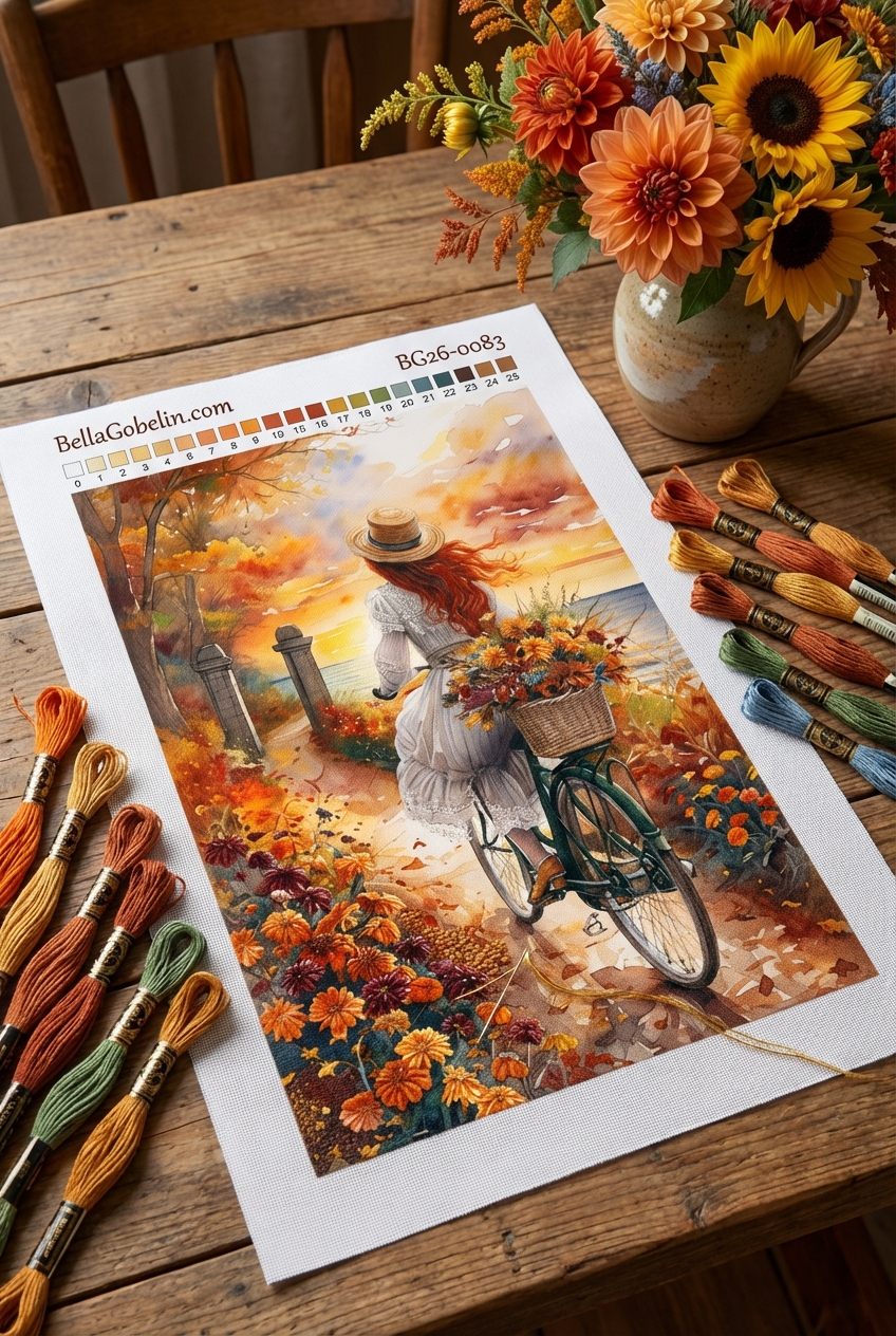 Autumn landscape with a bicycle