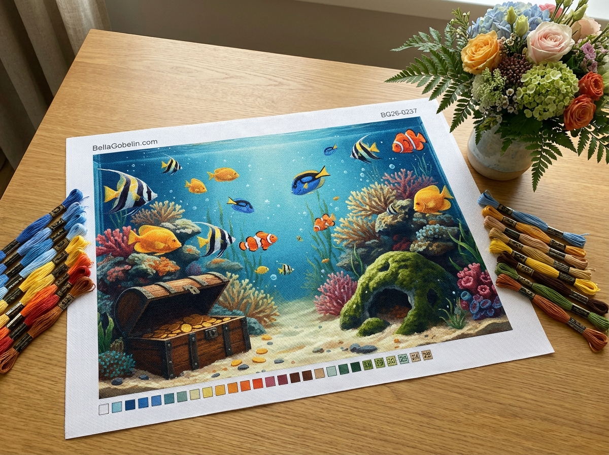 Aquarium with treasure chest