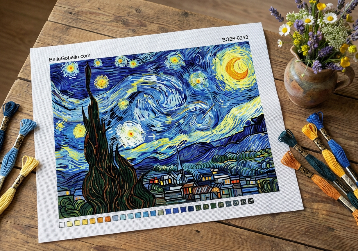 Starry Night needlepoint tapestry