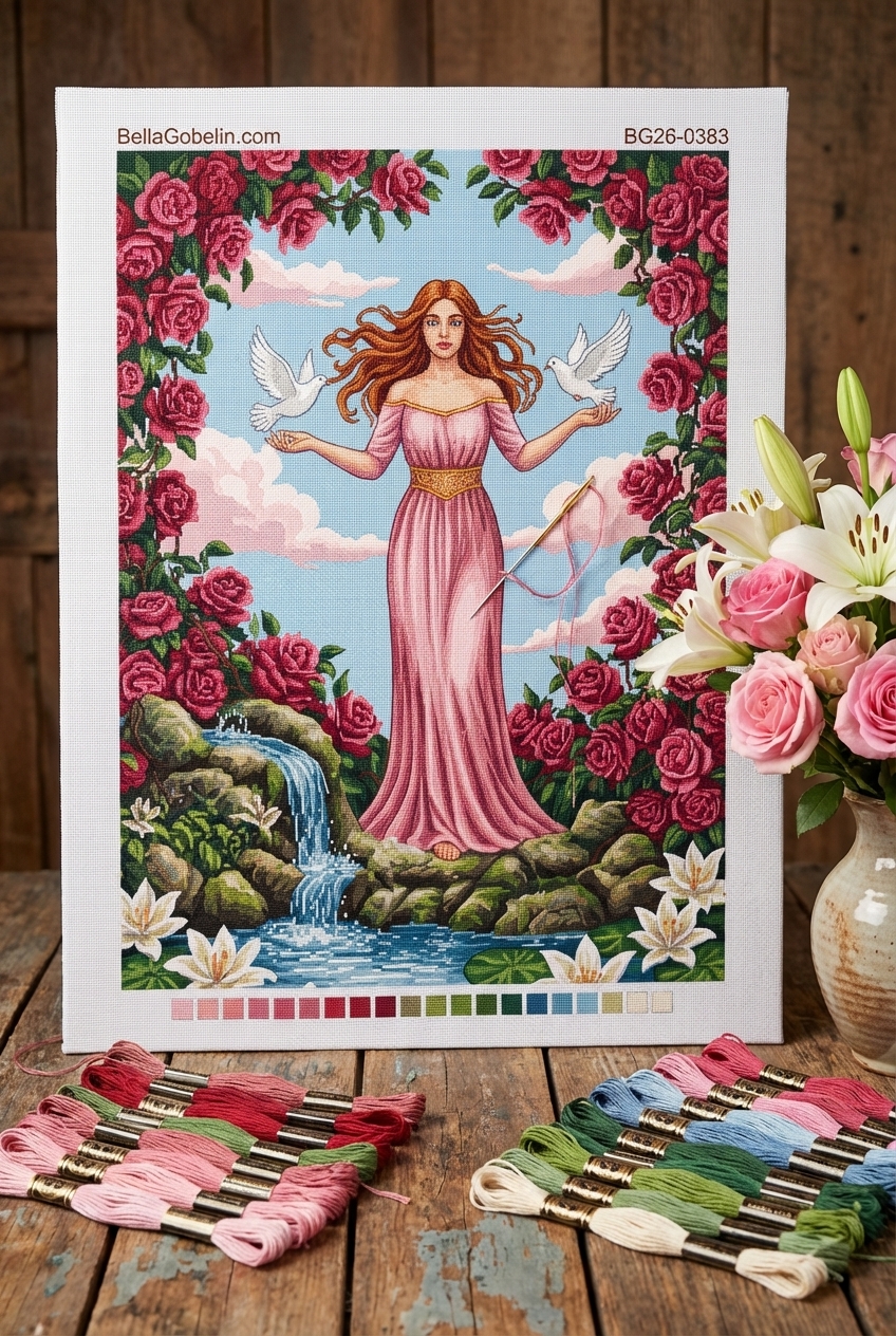 Woman in a rose garden