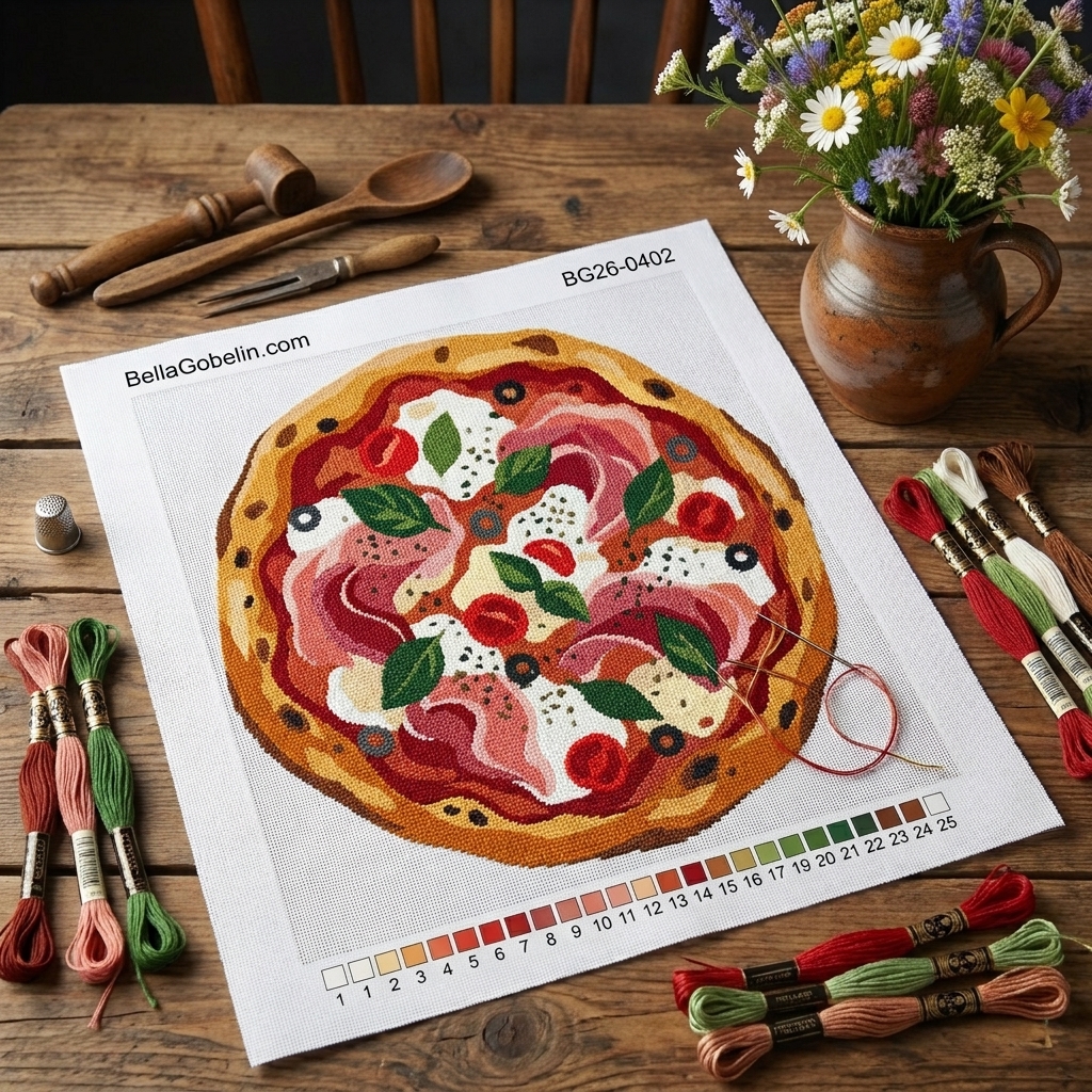 Ham and mushroom pizza