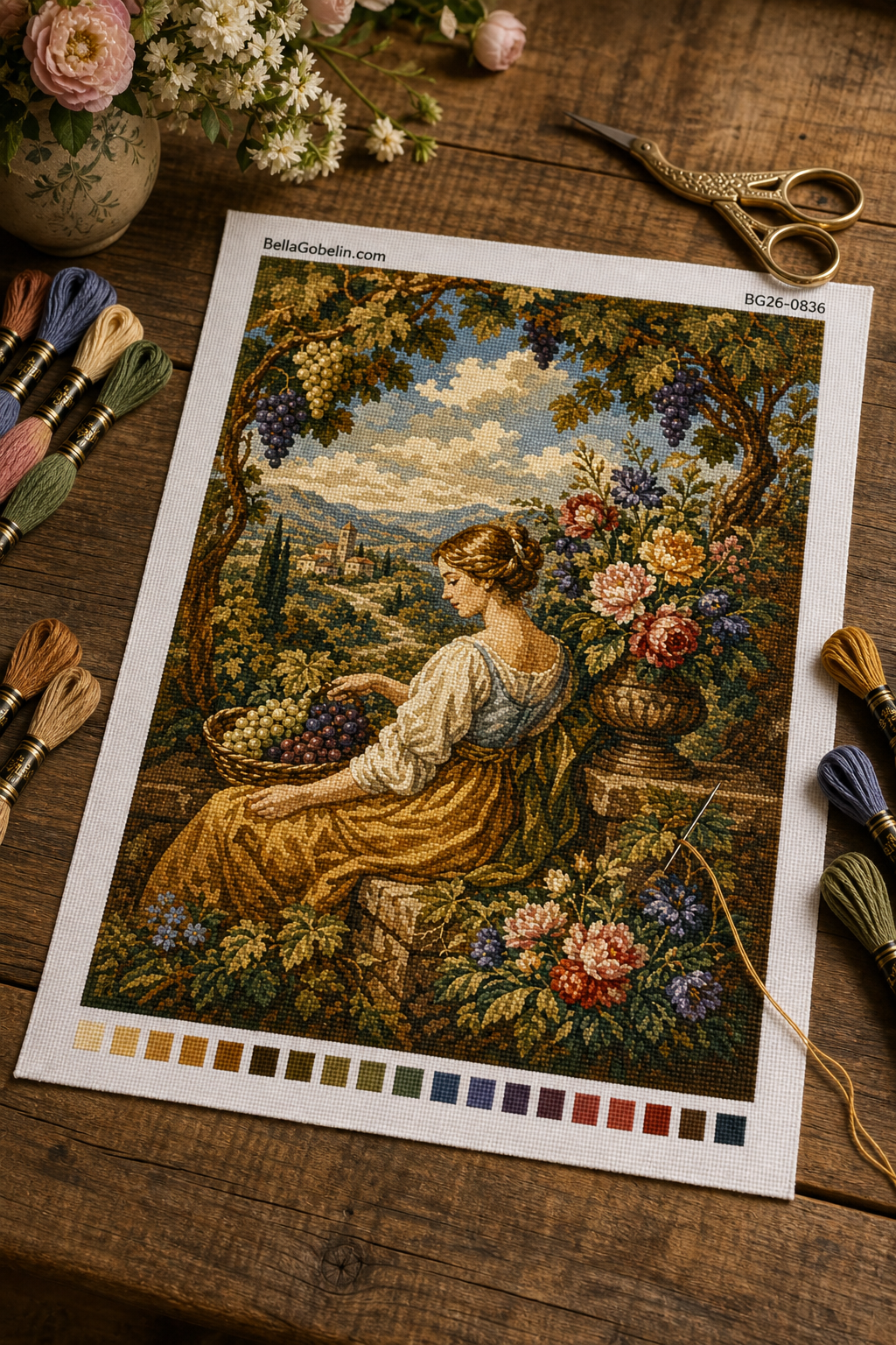 Harvest court lady gobelin pattern