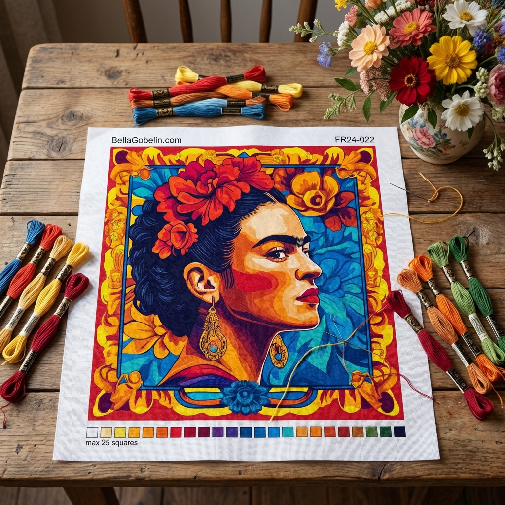 Frida Kahlo portrait in the style of Alphonse Mucha. – FR24-022