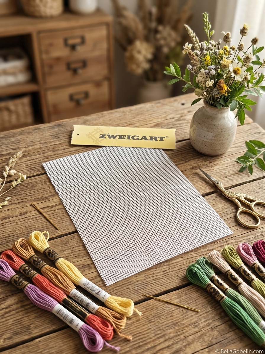 White Zweigart Stramin 44/100 (standard canvas) - 15x20 cm