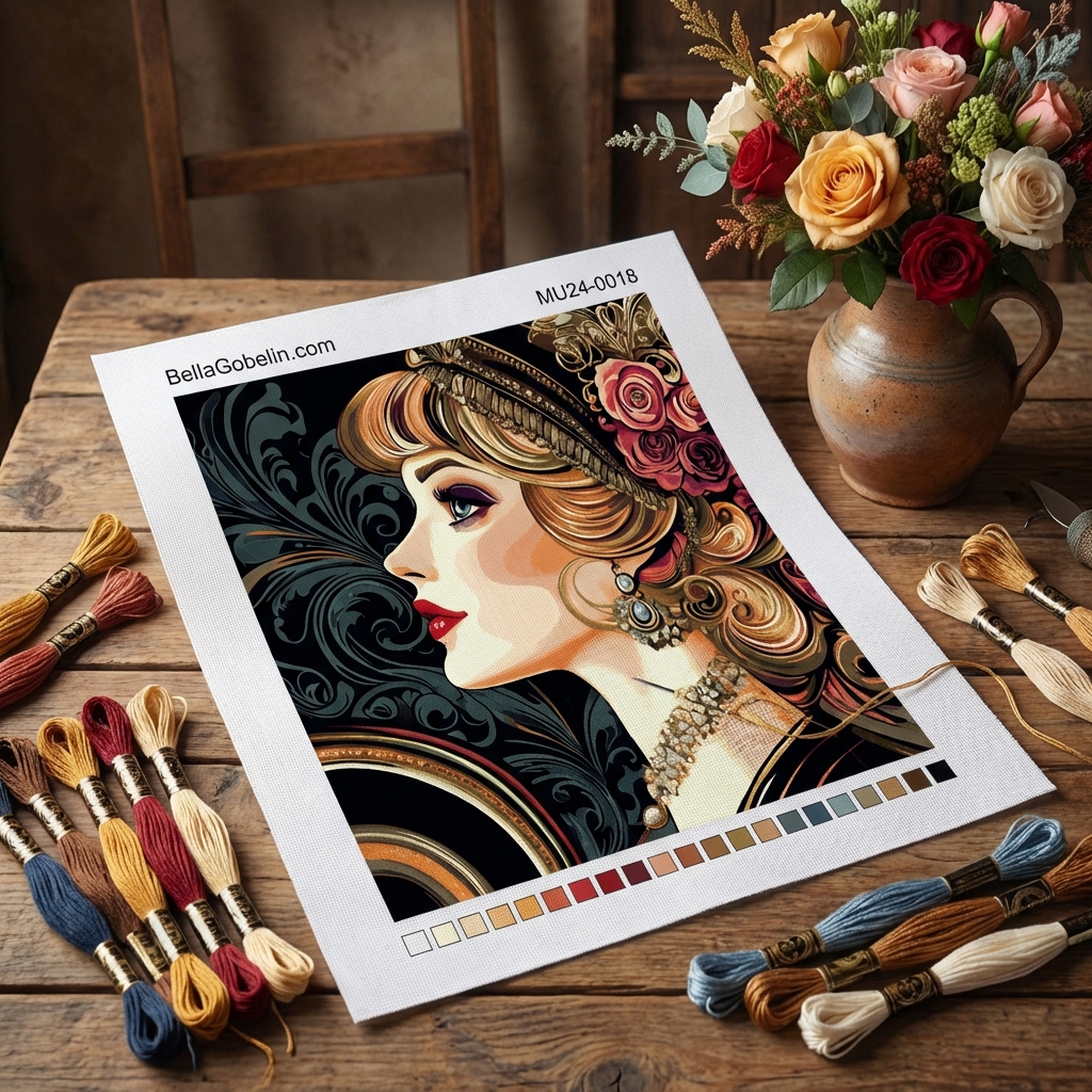 Mucha style: The face of a woman