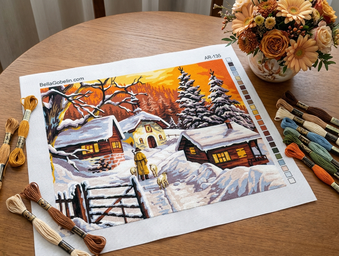 Snowy houses in the village