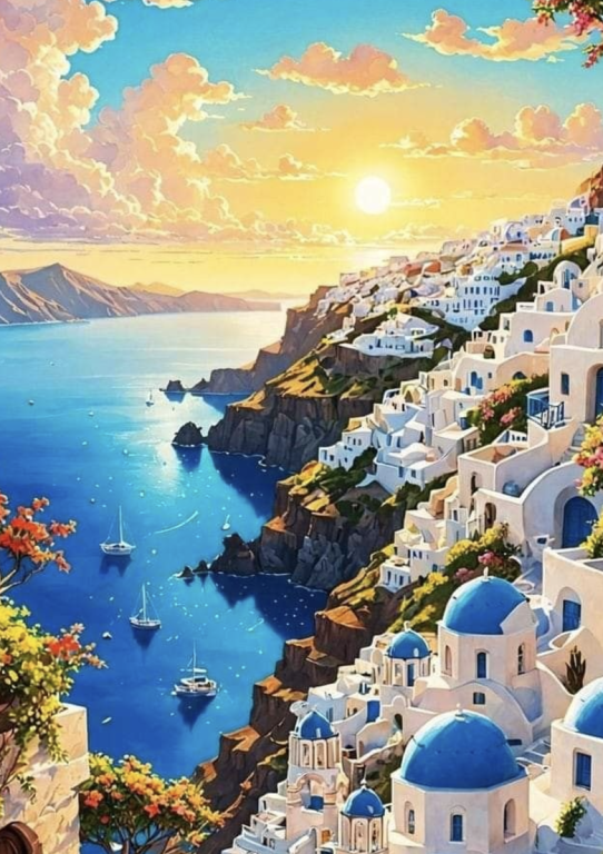 Naplemente Santorini-ben