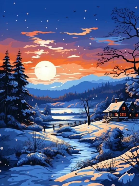 Full moon winter ambiance