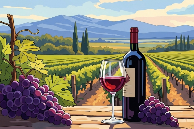 Tuscany landscape and still life with tapestry needlepoint