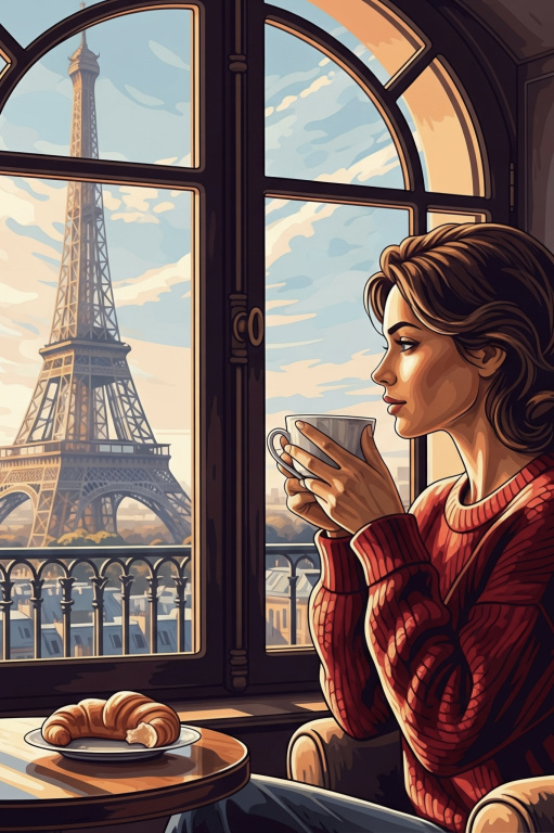 Coffee portrait at the Eiffel Tower