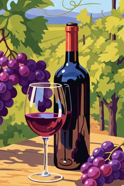 Wine Autumn Still Life with Needlepoint Tapestry