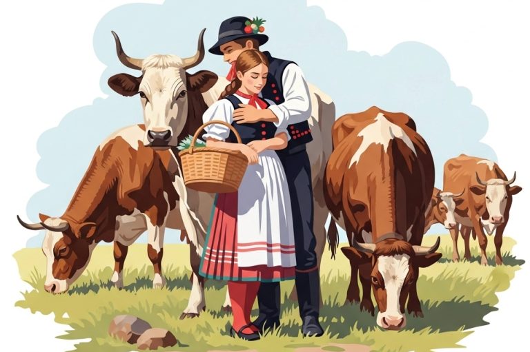 Romance in the pasture — Gabion tapestry