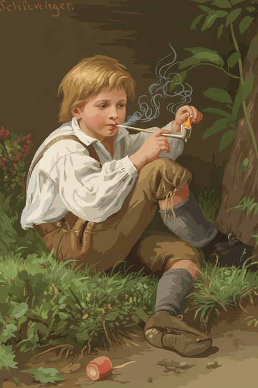 Ferdinand Schlesinger - Boy with a Matches Needlepoint Reproduction
