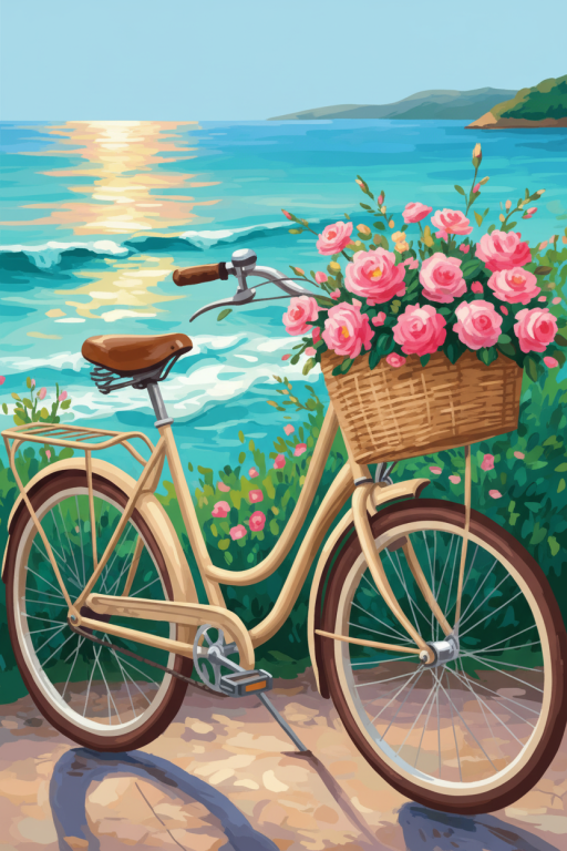 Flower bicycle on the seaside