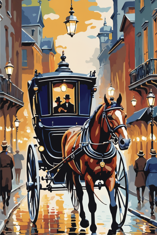 Paris street scene with horse (gobelín tapestry)