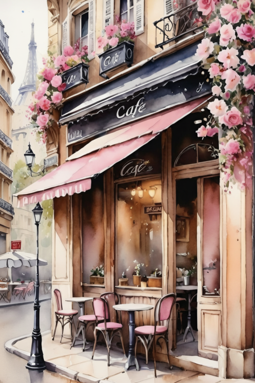 Parisian café with flowers