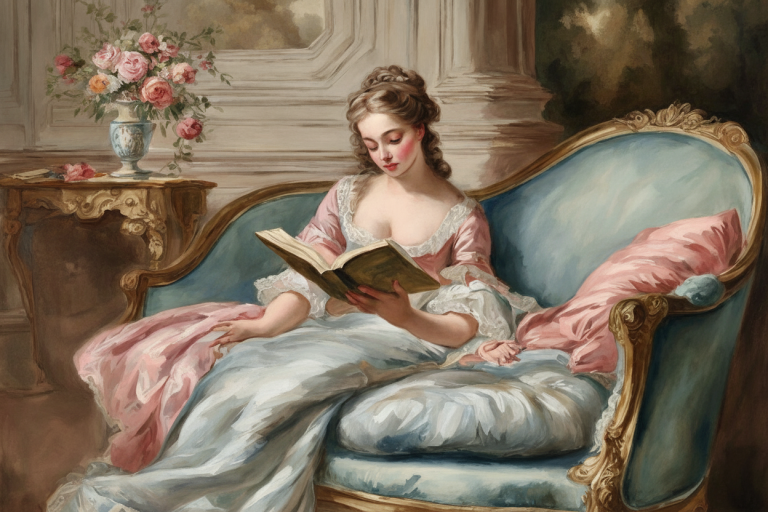 A reading woman in Rococo style