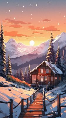 Winter evening in the mountains