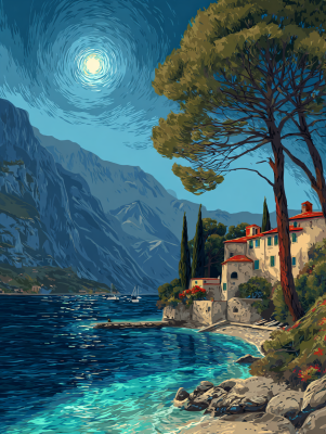 Full moon night over the bay