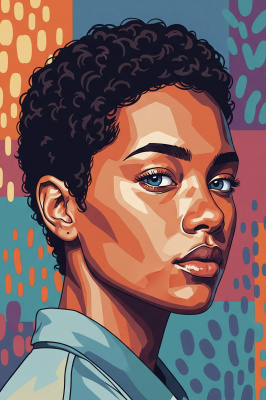 Beautiful Afro girl with blue eyes