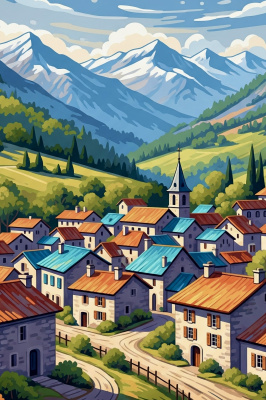 Mountain village tapestry kit