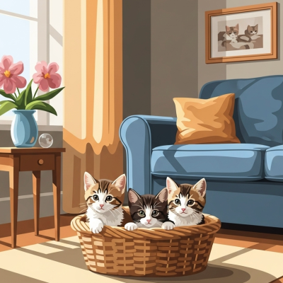 Cats in the living room