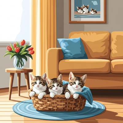 Cats in the living room