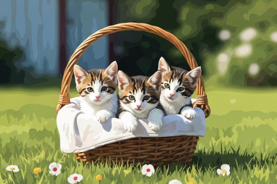 Kittens in a basket