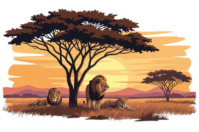 Lions on the savannah
