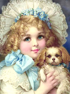 Little girl with a dog