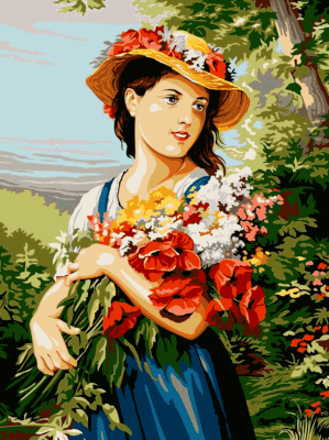 The girl with the bouquet