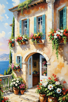 Mediterranean house with flowers