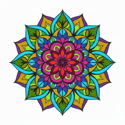 Colorful mandala circle, floral pattern