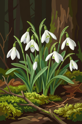 Snowdrops in the forest