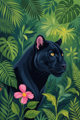 Black panther in the jungle
