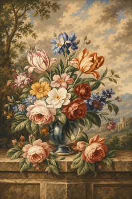Old-style still life gobelin
