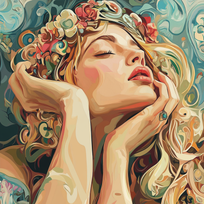 Mucha style: Sensual moment