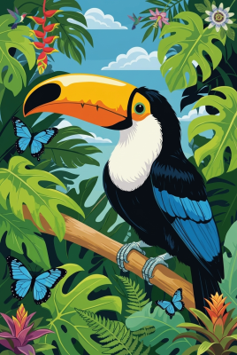 Tropical toucan in the jungle