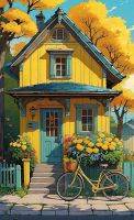 The romantic yellow little house