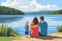 Family atmosphere by the lakeside