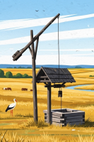 Stork by the oxbow pond